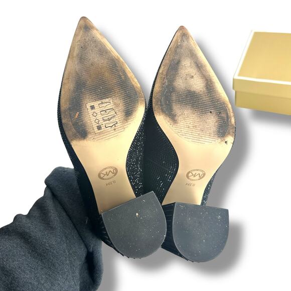 Michael Kors Maxine Pumps Size 8.5 Black Studded Rhienstone Pointed Toe Heels - Picture 8 of 15